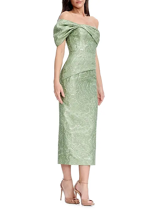 Cyprus One-Shoulder Jacquard Midi-Dress