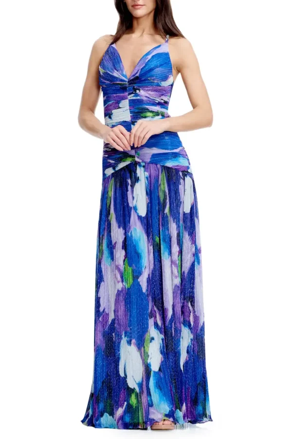Elora Metallic Floral Gown