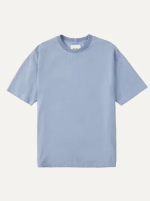 Light Indigo Cotton Crew Neck Hiking T-Shirt
