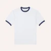 White and Navy Tipped Ringer T-Shirt